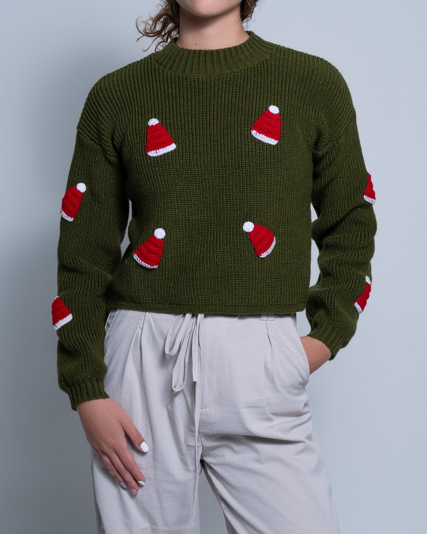 Suéter de navidad parches gorritos